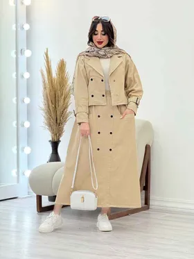 ست کت و دامن کمربند دار