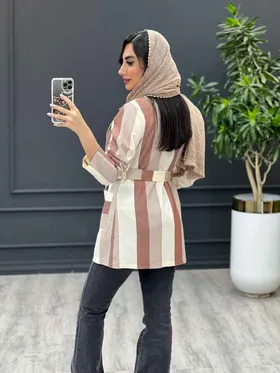 مانتو کتی راه راه دو جیب
