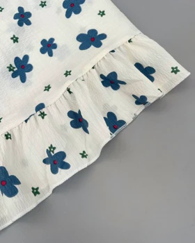 ست تاپ و شلوارک گل آبی کد 5015