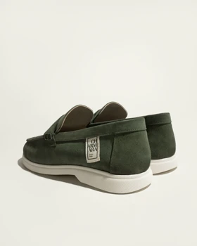 کفش تخت چرم زنانه سبز مدل velvet