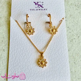 نیم ست زنانه ysx طرح گل طلایی رنگ کد 5991