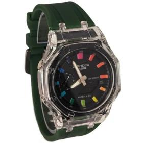 ساعت مچی جیشاک 2100 بند سیلیکونی سبز رنگین کمانی