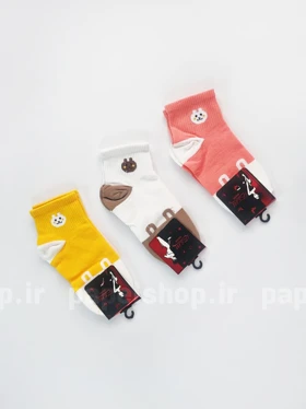 جوراب نیم ساق نخ پنبه دورنگ استیکردار