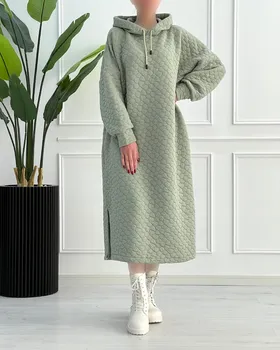 هودی بغل چاک لانگ دورس پنبه‌ای