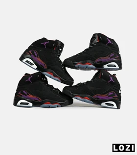 کفش کتانی ساق‌دار مردانه مشکی قرمز بنفش Nike air jordan 5 v02