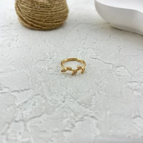 انگشتر زنانه طرح برگ نگین‌دار با قابلیت تنظیم سایز