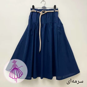 دامن لینن پیله دار جولیا در رنگبندی متنوع(کد1459) (سرمه ای)