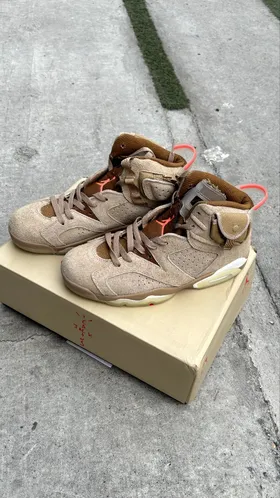 کتانی نایک جردن6 ترویس اسکات بریتیش خاکی Nike Air Jordan6 Cactus Jack Travis Scott Biritish Khaki