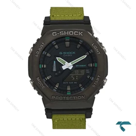 جی شاک مردانه GM-2100 مشکی بند برزنت سبز Casio-7322-G