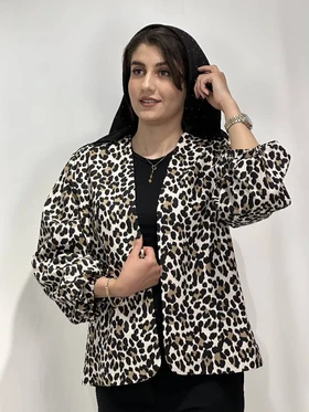 مانتو کراپ پلنگی زنانه