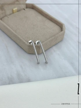 گوشواره خطی عمودی فول نگین