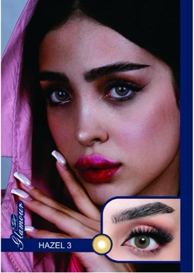 لنز رنگی فصلی گلامور Glamour (Hazel 3 (عسلی دورمشکی))