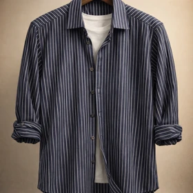 پیراهن مردانه «خط سرمه‌ای» – پنبه‌ای راه راه پرمیوم