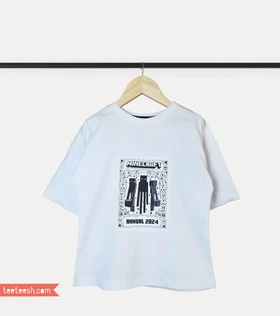 تیشرت سفید طرح ماینکرافت2024