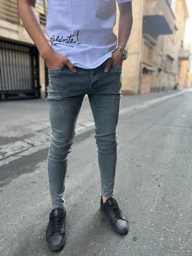 شلوار جین مردانه رنگ صابونی خاص اسکینی فول کش