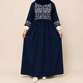 پیراهن ساحلی نخی طرح الهه کد 50002 (سرمه ای)