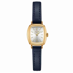 ساعت مچی زنانه جولیوس مدل Julius JA-1445A بند چرمی سرمه‌ای قاب مربعی بالشتکی طلایی