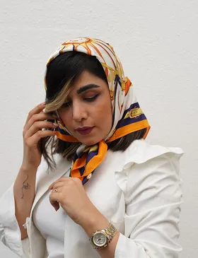 مینی اسکارف ساتن ابریشم نارنجی آترینا