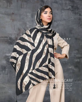 شال نخی مشکی کرم