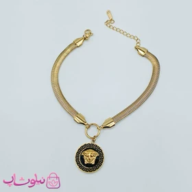 دستبند زنانه ورساچه مشکی با زنجیر ماری کد 2391