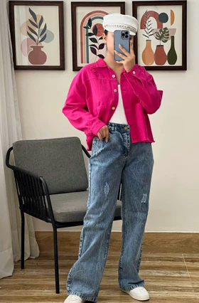 کت کتان زاپ‌دار کد 3147