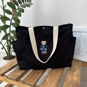 توت بگ مشکی طرح polo bear ساک پارچه ای