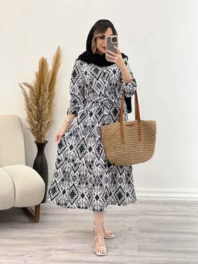 پیراهن بلند طرح دار نازگل