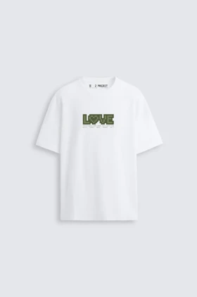 تیشرت رگولار J PROJECT طرح LOVE سفید
