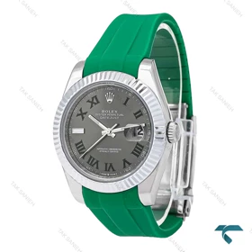 ساعت مردانه رولکس دیت جاست 2 ویمبلدون بند رابر سبز Rolex-6611-G