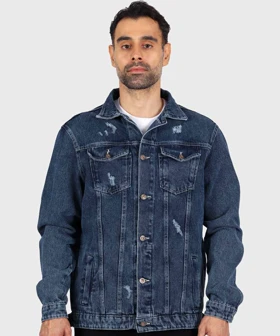 کت جین آبی تیره زخمی 0211