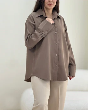 شومیز کرپ میله ای ساده سایه