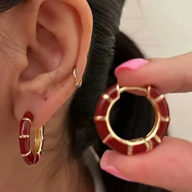 گوشواره حلقه‌ای میناکاری رنگی کد 544