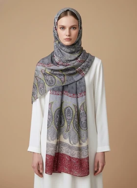 شال حریر ابریشم ترمه