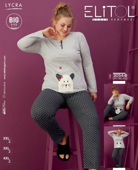 بلوز و شلوار سایز بزرگ زنانه طرح موش