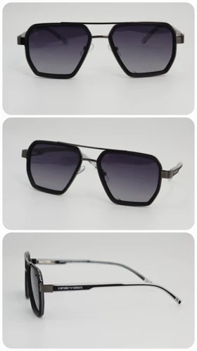 عینک آفتابی مردانه و زنانه امپریو آرمانی Emporio Armani T0942 پلاریزه و ضد اشعه UV400 ایتالیایی (فریم مشکی طوسی عدسی‌ها مشکی)