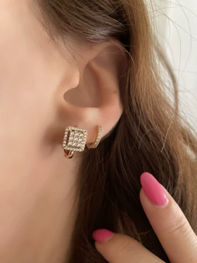 گوشواره و انگشتر مربعی ژوپینگ