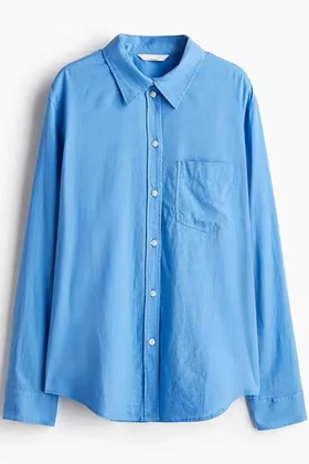 شومیز لینن آبی کاربنی CH&M210