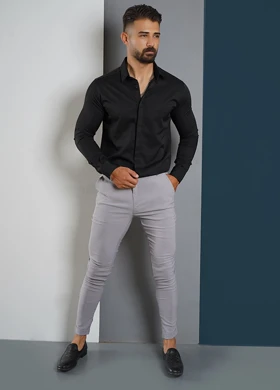 شلوار مردانه طوسی مدل Mobin