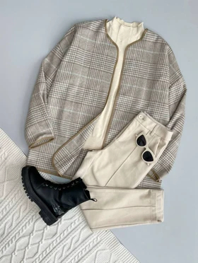 کت چهارخونه پشمی کد 3064