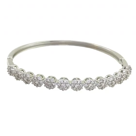 دستبند النگویی زنانه طرح فلاور مدل شکوفه با نگین‌های درخشان ژوپینگ