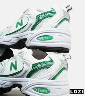 کفش کتانی مردانه و زنانه سفید سبز NEW BALANCE 530