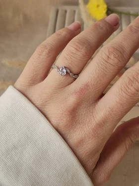 انگشتر جواهری فری سایز بیضی موجی