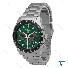 ساعت سیکو X مردانه سه موتوره کرنوگراف نقره ای صفحه سبز Seiko-8897-G