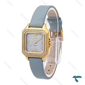 ساعت الکسا Specil A2019 زنانه طلایی بند چرم آبی دورنگین Alexa-6212-L