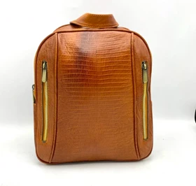 کوله چرم طبیعی روگو عسلی