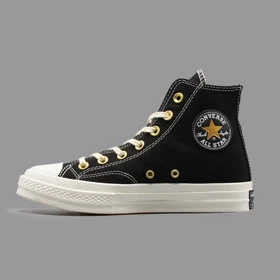 کانورس 1970 ستاره ای مشکی طلایی ساق‌دار Converse 1970s Black Gold Stars Hightop