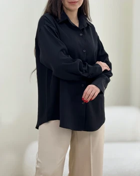 شومیز کرپ میله ای ساده سایه