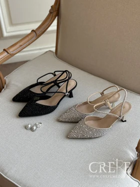 کفش بند تنظیم دار نگینی پاشنه 8 سانت