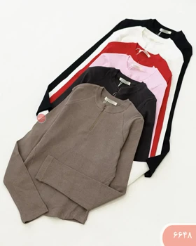 بلوز نیم زیپ برش‌دار 6648