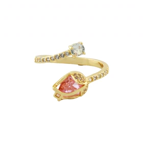 انگشتر دخترانه مدل گل لاله صورتی